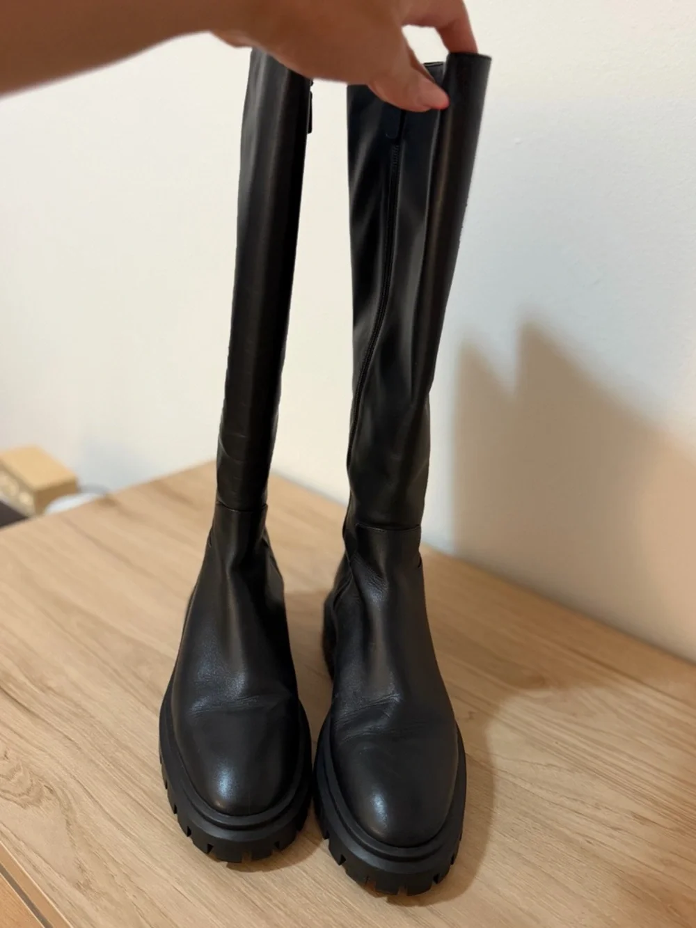 Stuart Weitzman Black Over-the-Knee Lug Sole Boots